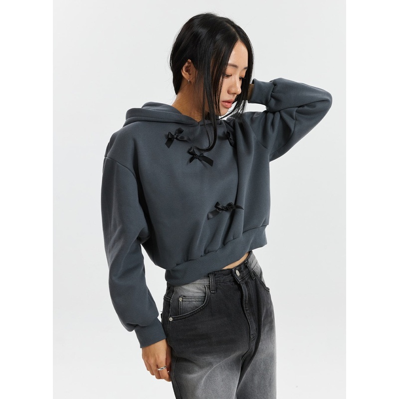 Ribbon Solid Essential Cropped Hoodie CD320