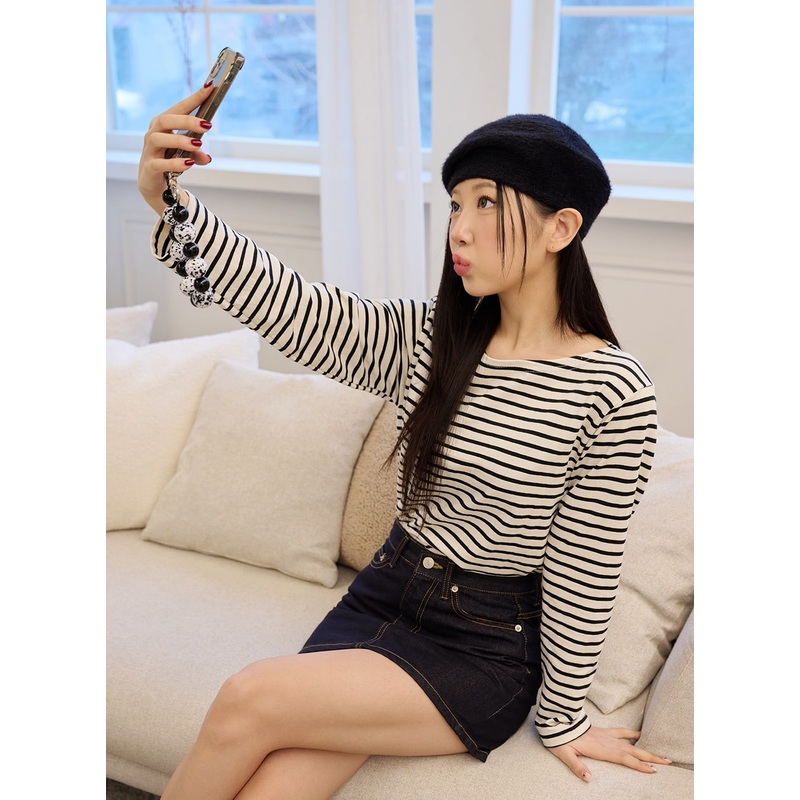 Round Neck Striped Long Sleeve Tee OD326