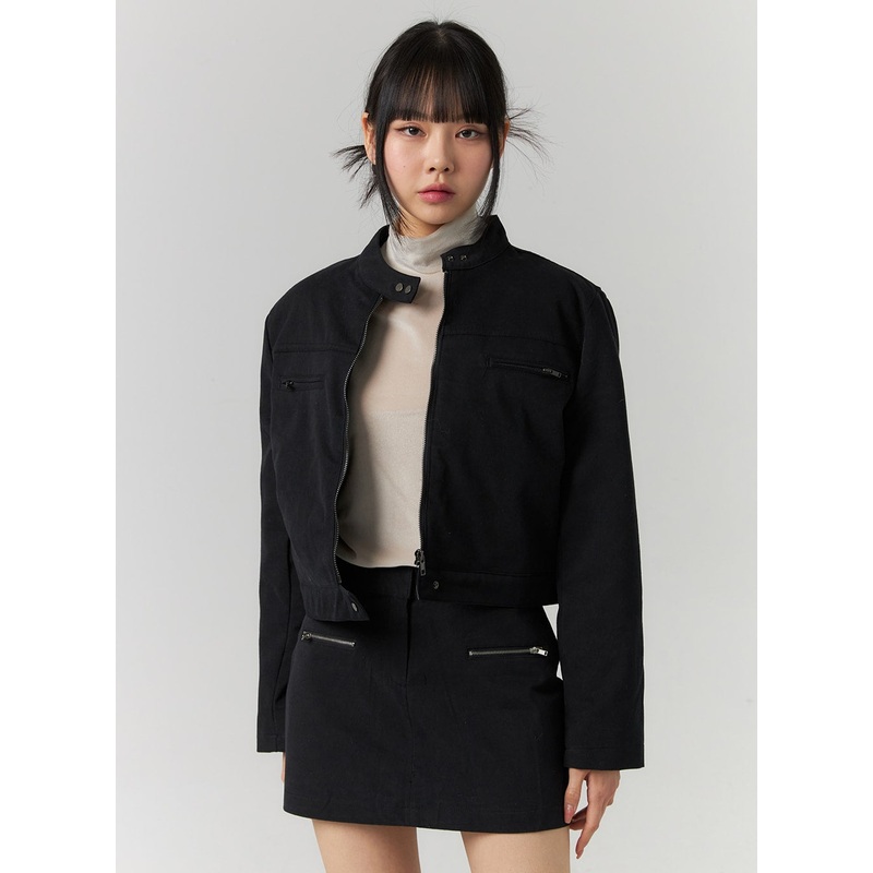 Slim Fit Bomber Jacket CD308|Black|Dark gray|S/M