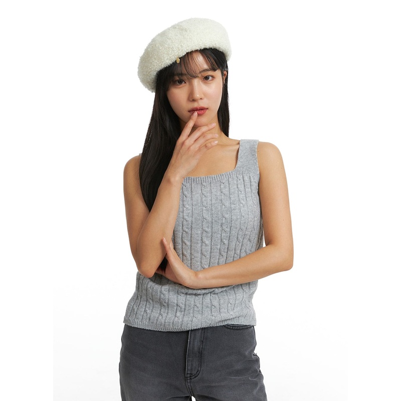 Solid Texture Knitted Tank Top OJ405