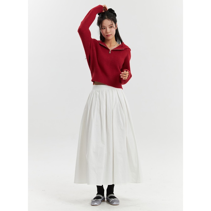 Solid Waist Banding Maxi Skirt OD320