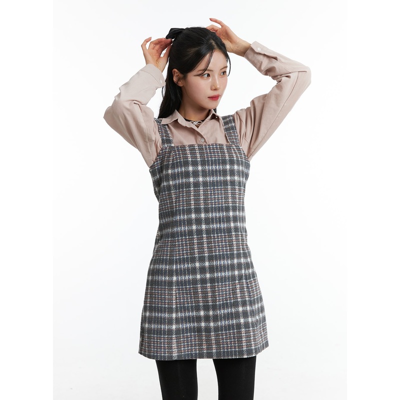 Square Neck Check Mini Dress ON327