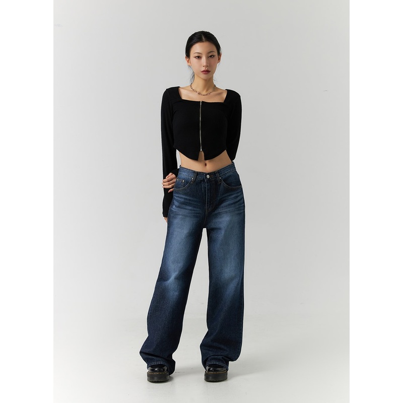 Streetwear Mid-Rise Wide Denim ID305