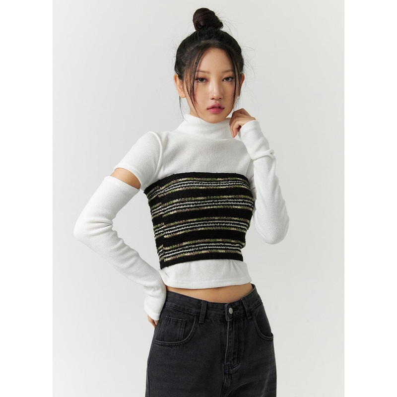 Stripe Layered Tube Top CD304|Black|S/M