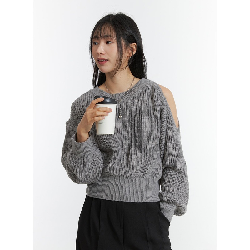 Unbalanced Opening Shoulder Knit Sweater OD308