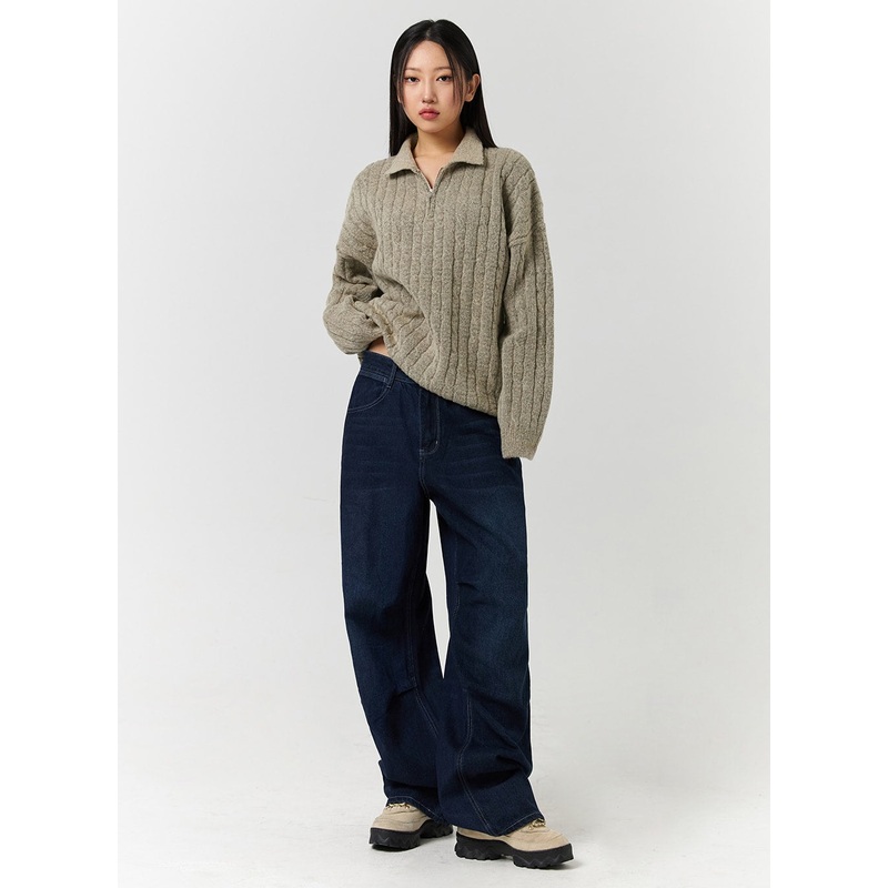 Unisex High Waist Solid Pocket Straight Leg Jeans CD328
