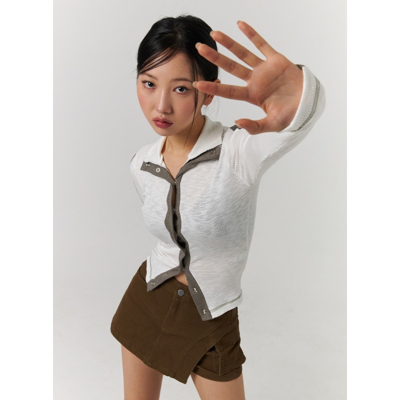 V-Neck Button-Up Cardigan CD329