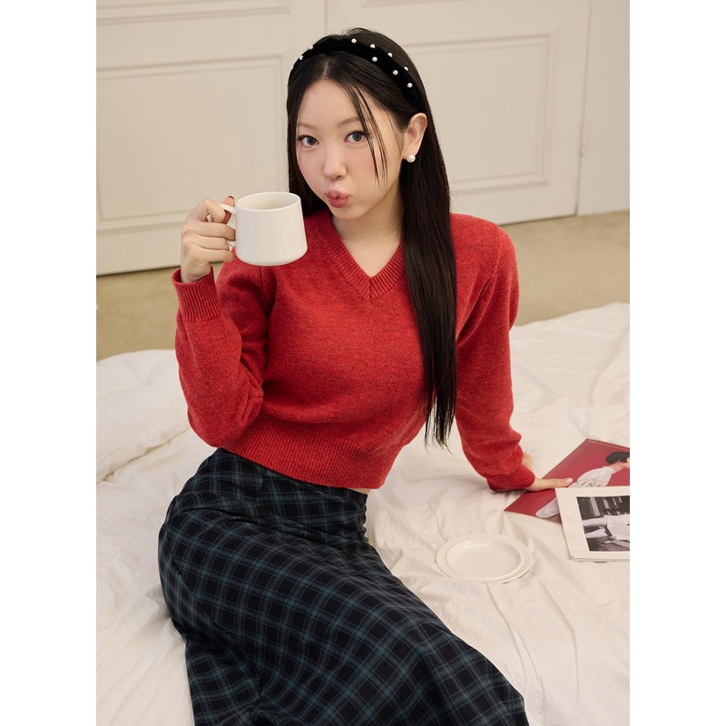V-Neck Knitted Long Sleeve Sweater OD326