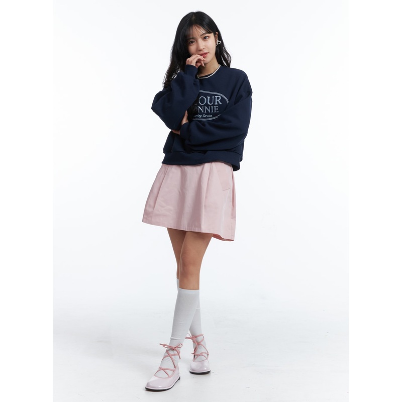 A-Line Mini Skirt OJ424|Pink|Black|White|S|M