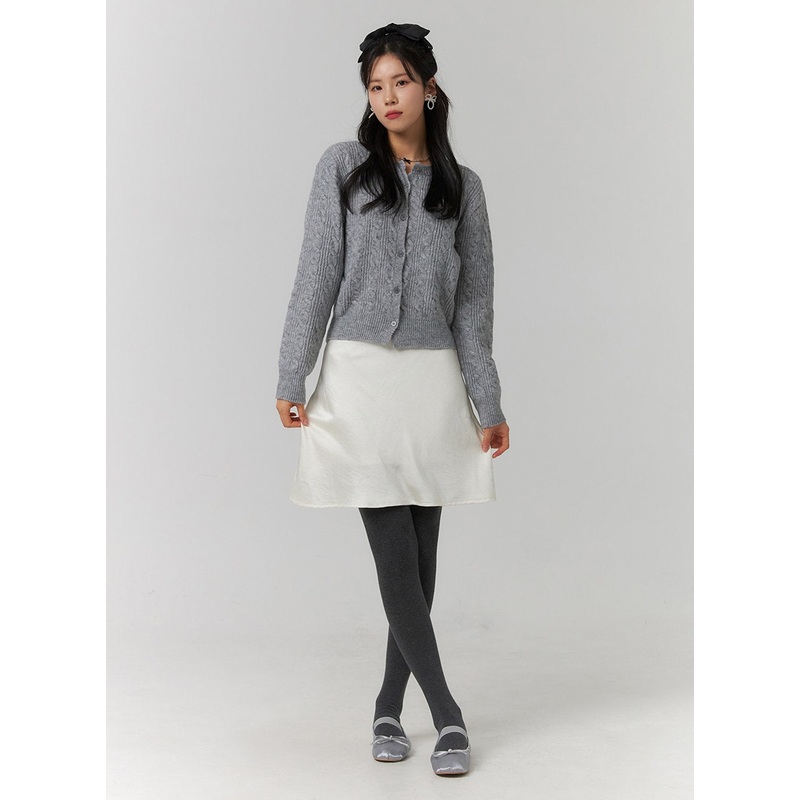 A Line Satin Mini Skirt OJ422|Light beige|Black|S/M
