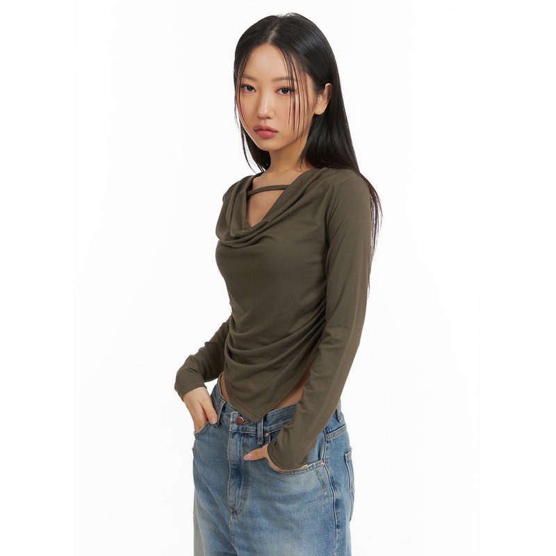 Asymmetrical Draped Crop Top CJ426