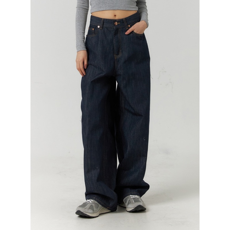 Back Button Wide Leg Jeans CF407