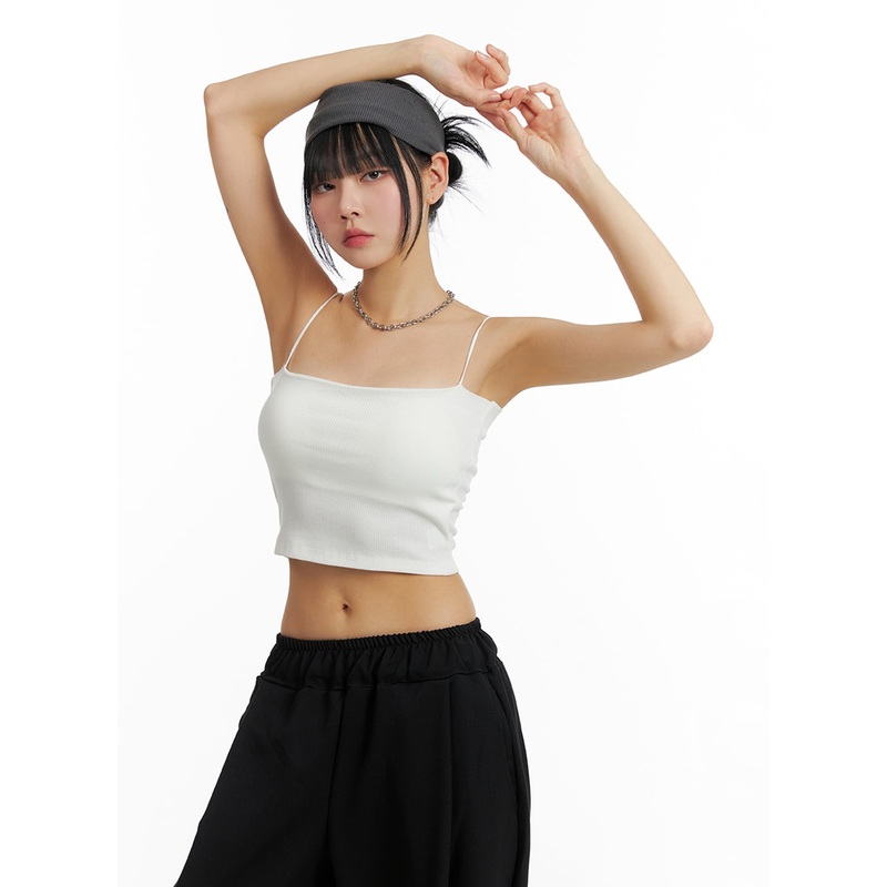 Basic Cropped Cami Top IF402|White|Pink|Gray|Black|S/M