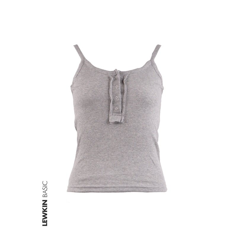Basic U-Neck Snap Button Tank Top OJ424