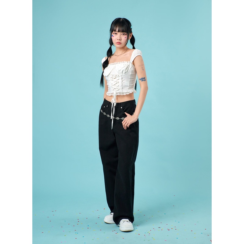 Basic Wide-Leg Pants IJ430|Black|White|S|M|L|1XL