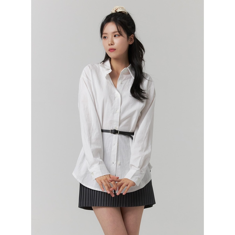 Button-Up Long Sleeve Solid Blouse OJ417