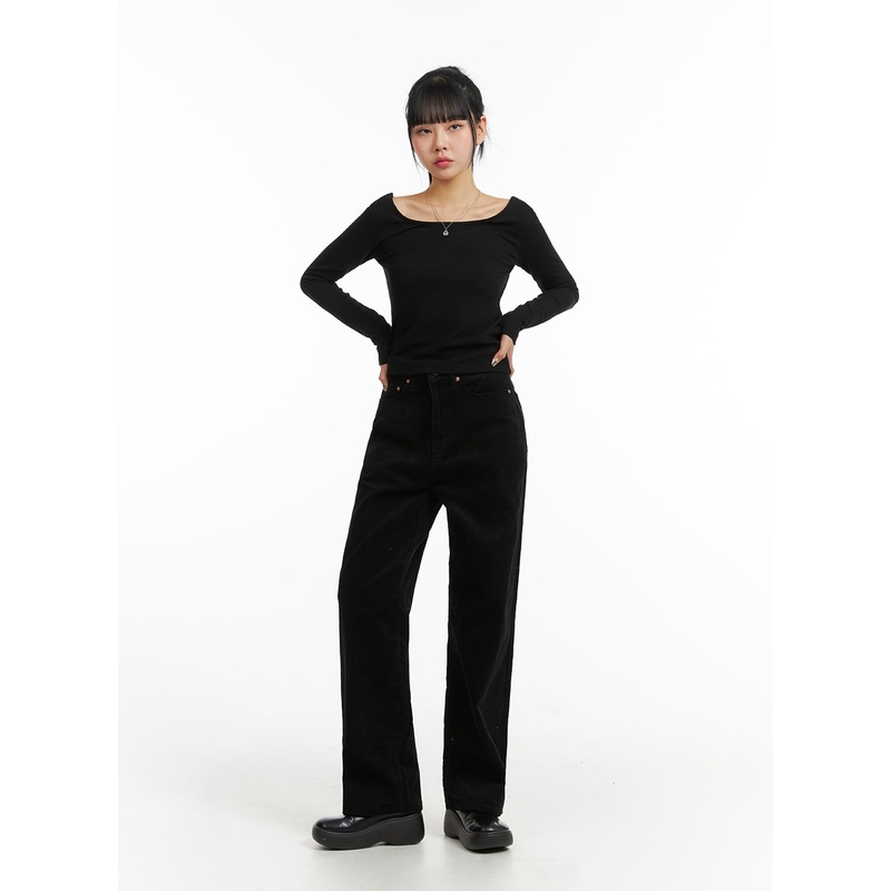 Cozy Solid Corduroy Straight Pants CJ412