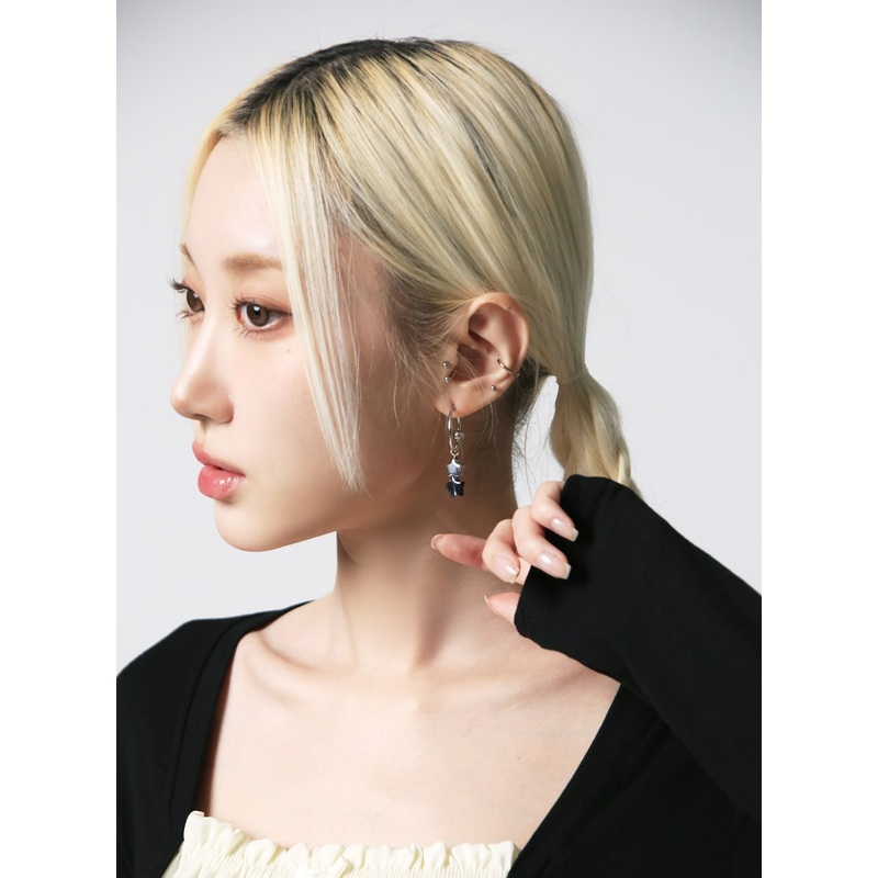 Double Star Hoop Earrings IJ419