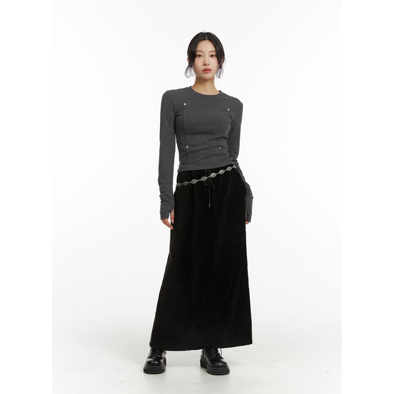 Drawstring Waist Maxi Skirt CJ417