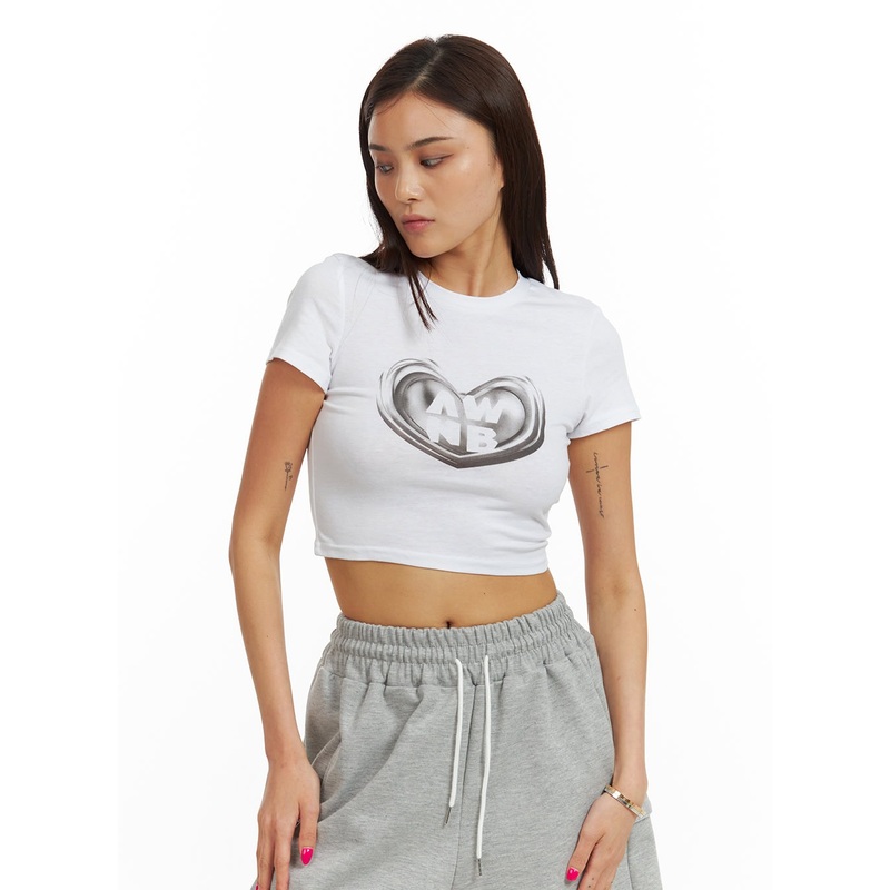 Heart Crewneck Tee BU308|White|S/M