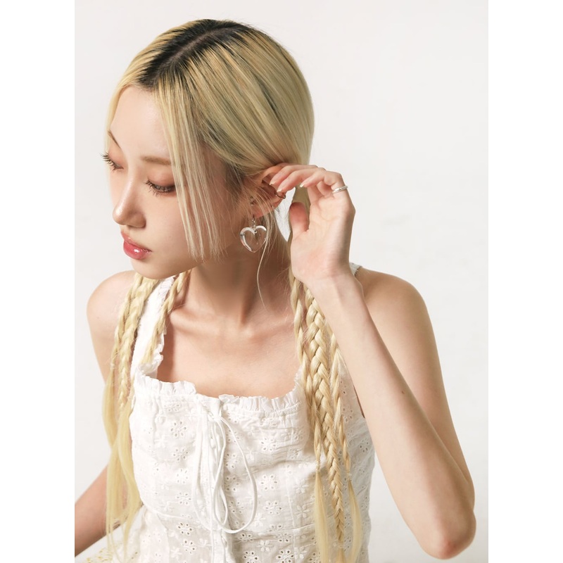 Heart Drop Earrings IJ419|Light gray|One Size