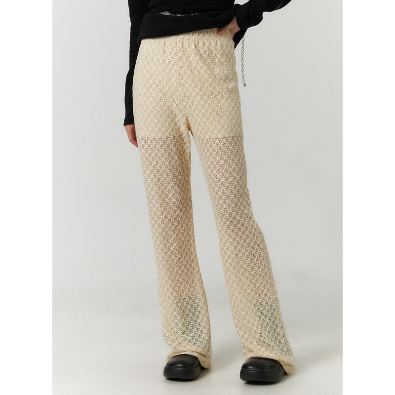 Lace Slim Pants CF407|Light beige|Purple|Black|S/M