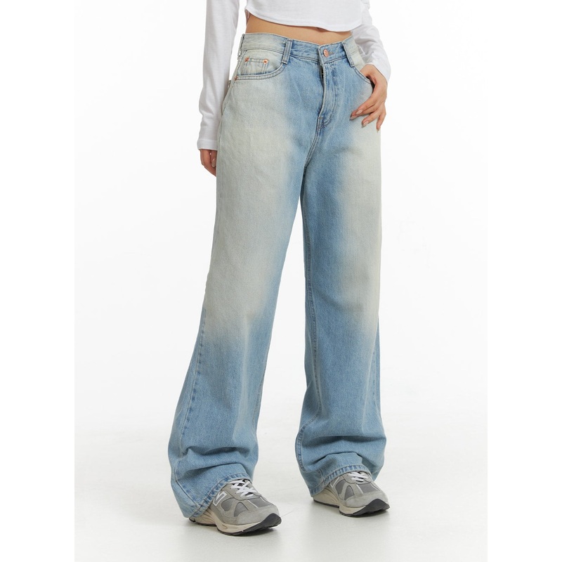 Mid Waist Wide Leg Pocket Jeans CJ425