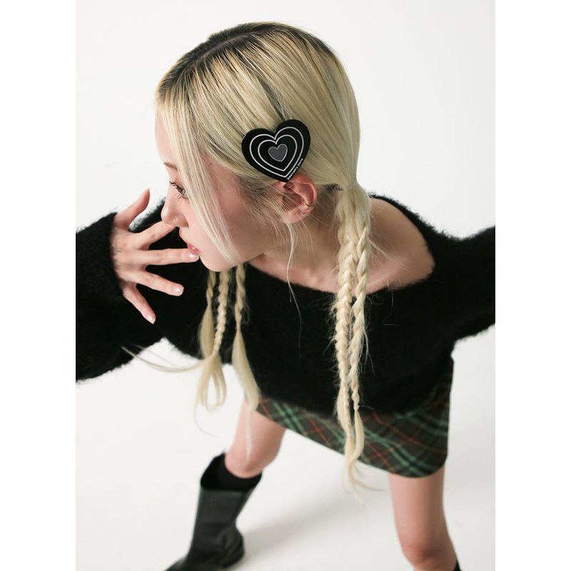 Multi-Heart Hair Clips IJ419|Black|Light beige|One Size