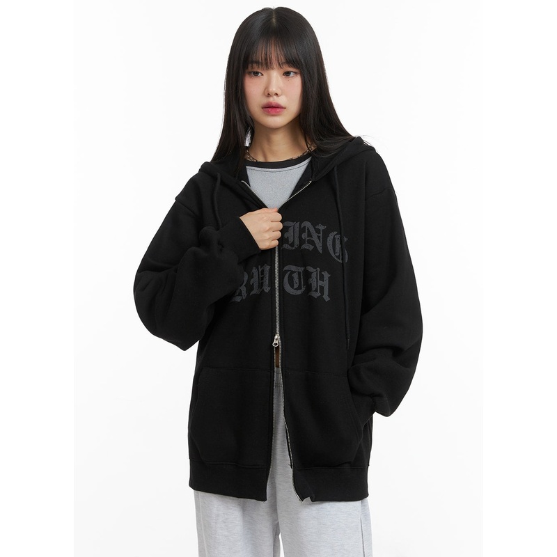 Oversized Zip-Up Hoodie CJ412|Black|Gray|White|M/L