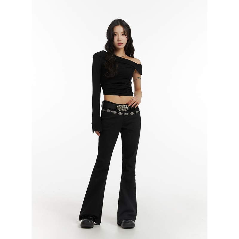 Slim Fit Bootcut Pants CJ416|Black|White|S|M|L