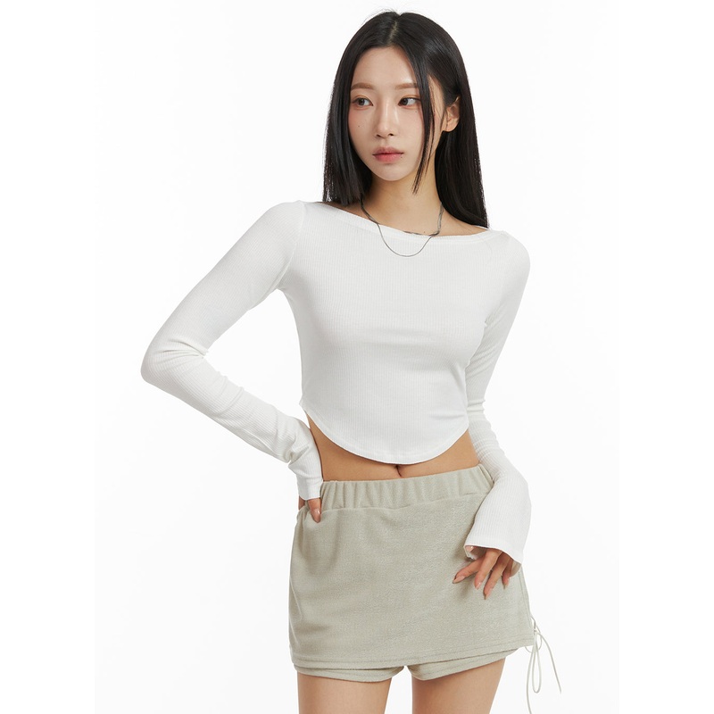 Slim Fit Long Sleeve Crop Top CJ408
