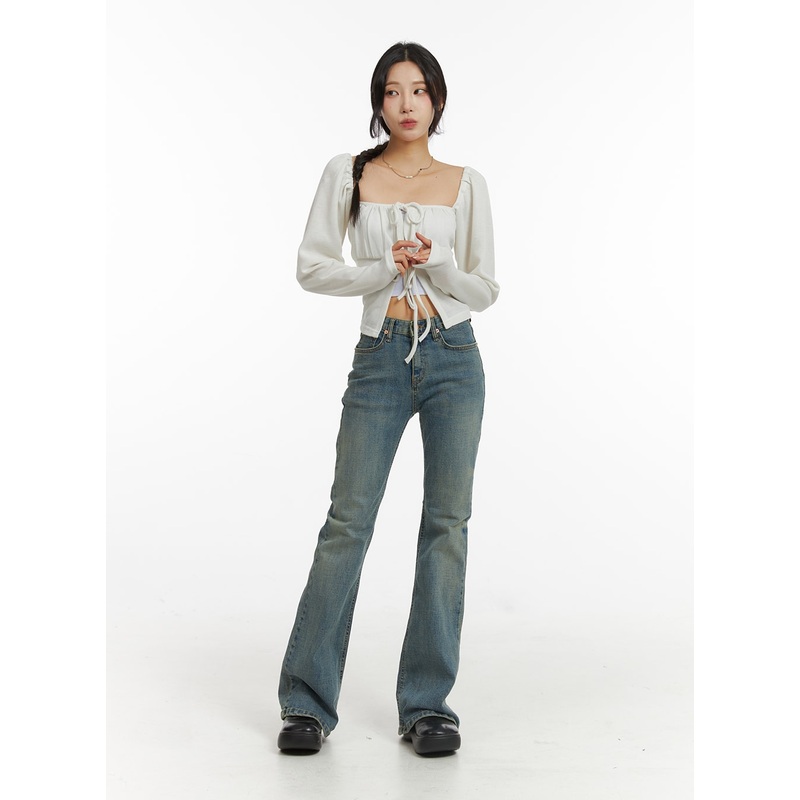 Slim Fit Washed Bootcut Jeans CJ416