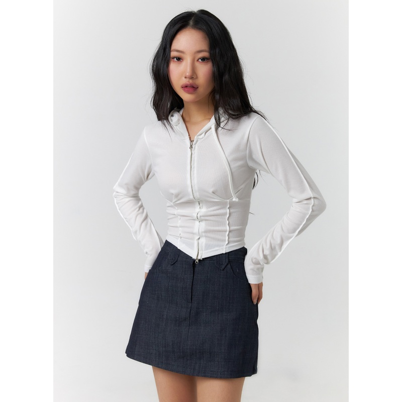 Slim Fit Zip-Up Crop Hoodie CF405