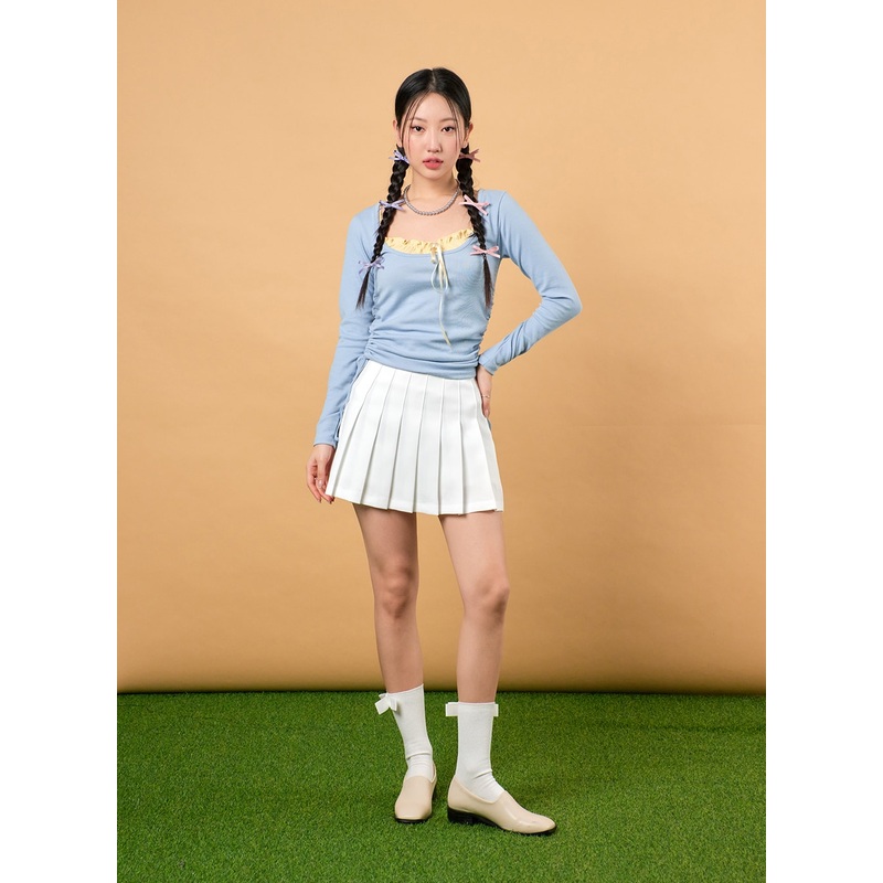 Solid Skater Skirt IJ430|White|Dark gray|Black|S|M|L