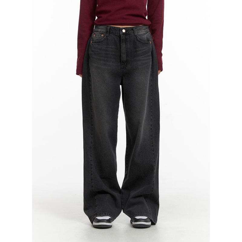 Washed Denim Wide-Leg Jeans CJ426
