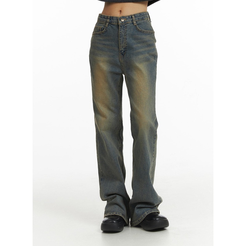 Washed Slim Fit Bootcut Jeans CJ431