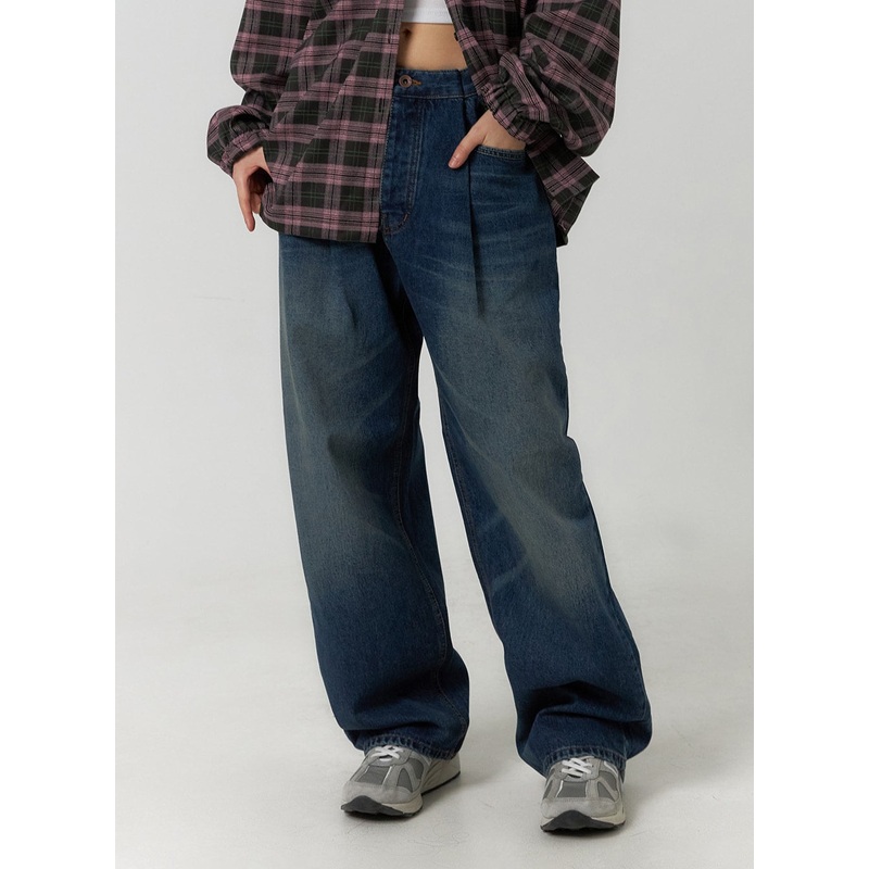 Wide Leg Washed Denim Jeans CF407