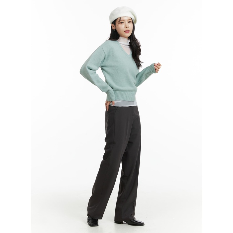 Basic Straight Leg Tailored Pants OF408