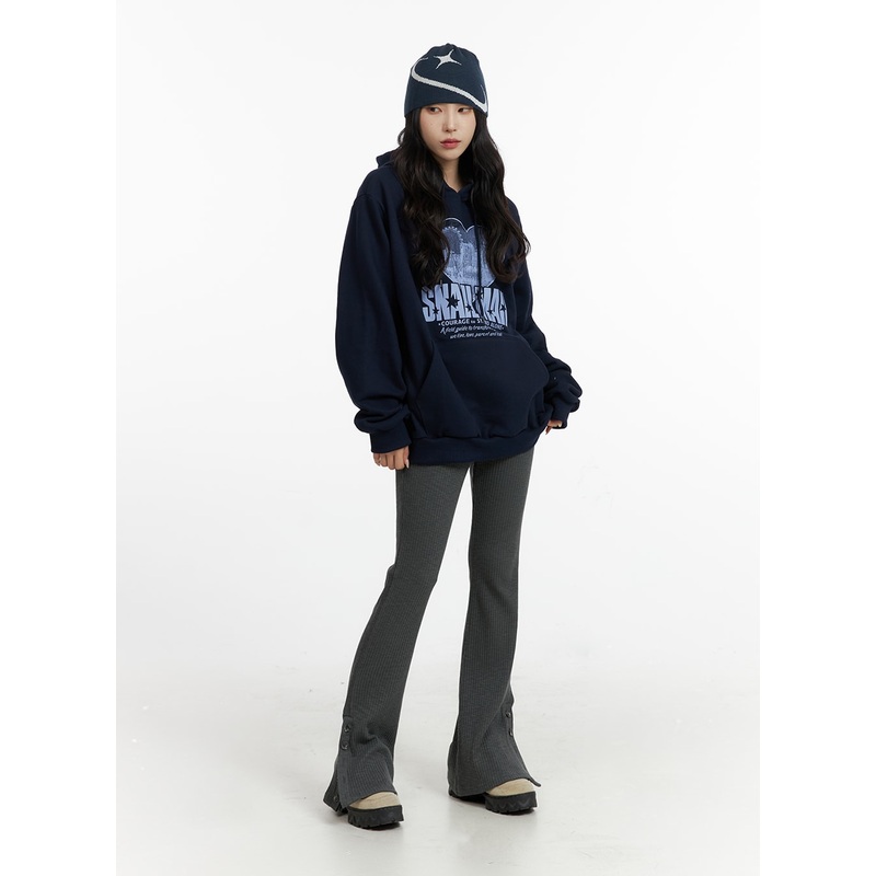 Buttoned Bootcut Slim Sweat Pants CF415