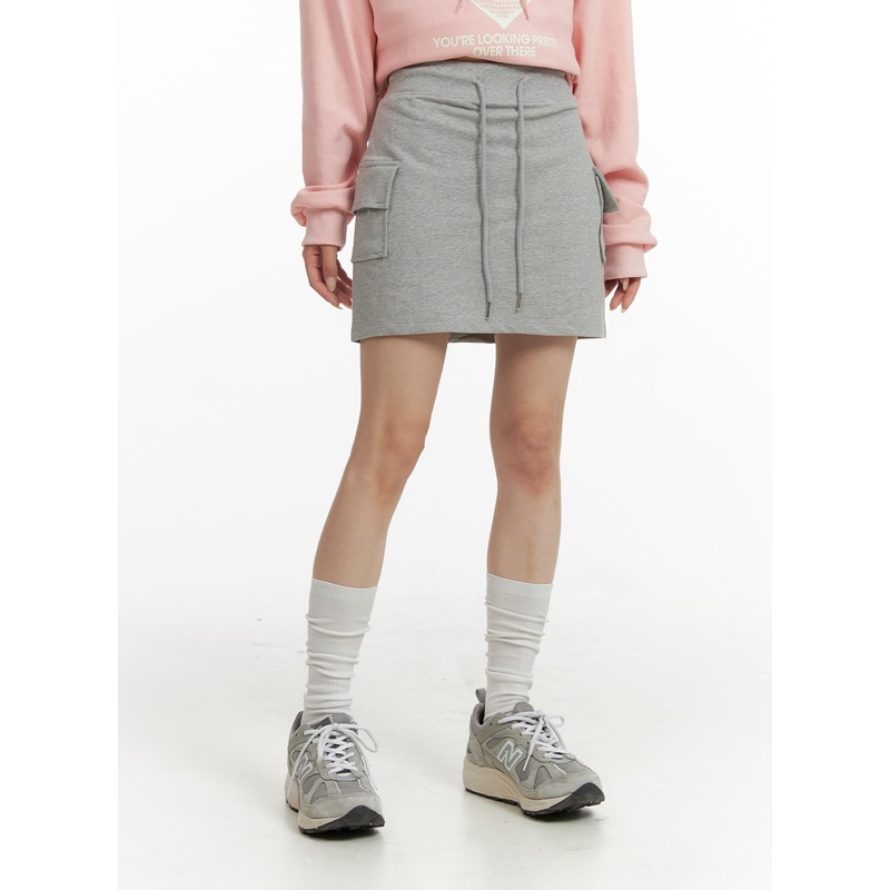Cargo Sweat Mini Skirt CF415|Gray|Black|Dark gray|S/M