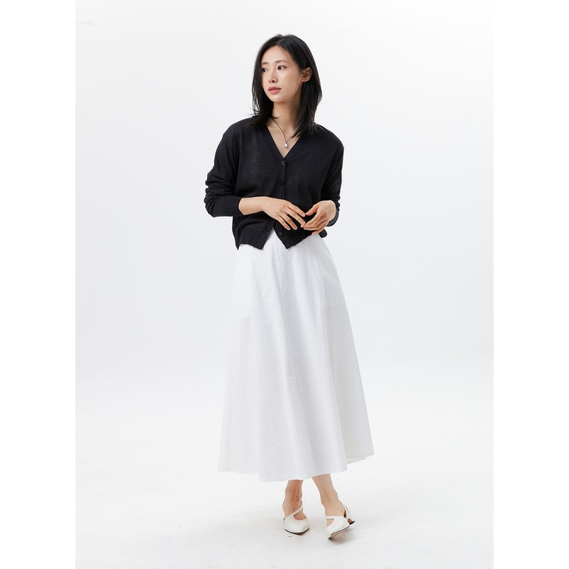 Color Maxi Skirt OL328|White|Beige|Light purple|Black|S/M