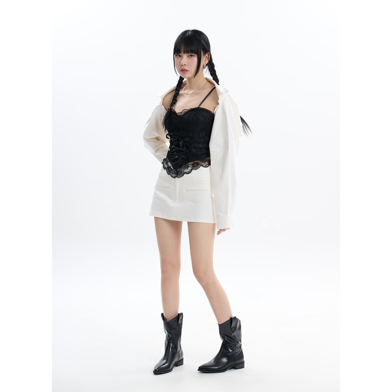 Cotton Chic Zip-Up Mini Skirt IF413