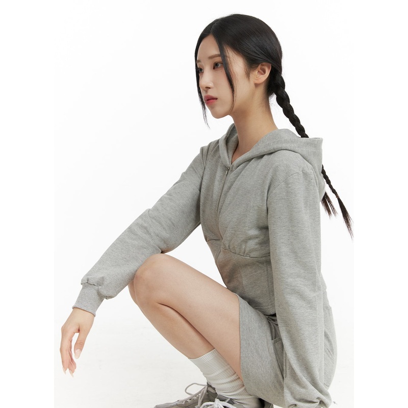 Crop Zip Up Sweat Hoodie CF415