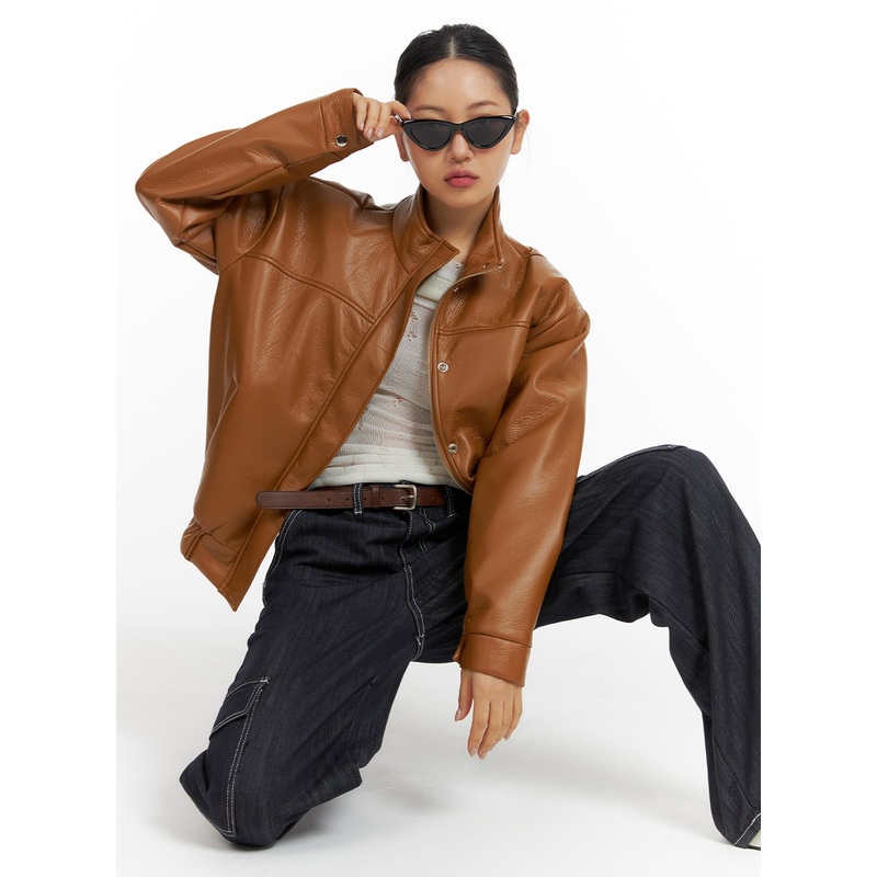 Faux Leather Biker Jacket CF416