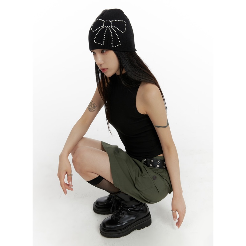 Half-Neck Sleeveless Crop Top CF428