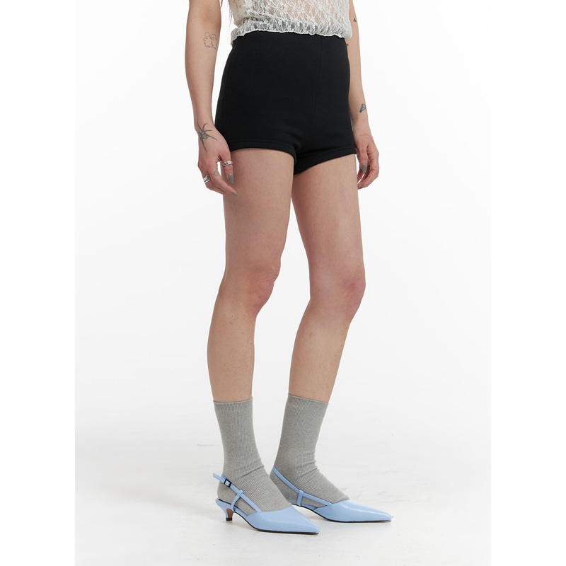 High-Waist Shorts IF423|Black|White|Dark brown|S/M