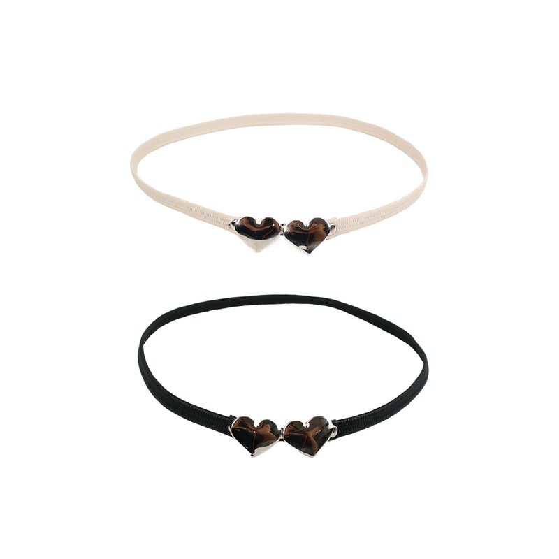 Metal Heart Belt IF421|Light beige|Black|One Size