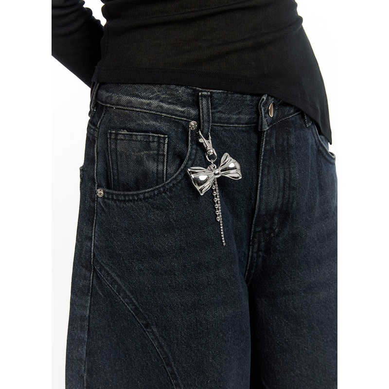 Metallic Ribbon Keyring IF421|Light gray|One Size