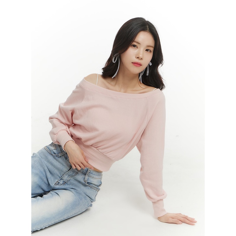 Off-Shoulder Crop Sweatshirt OF427