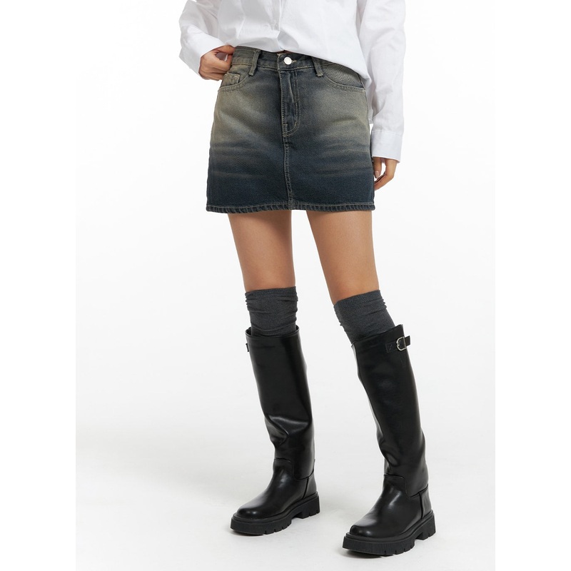 Ombre Washed Denim Mini Skirt CF416